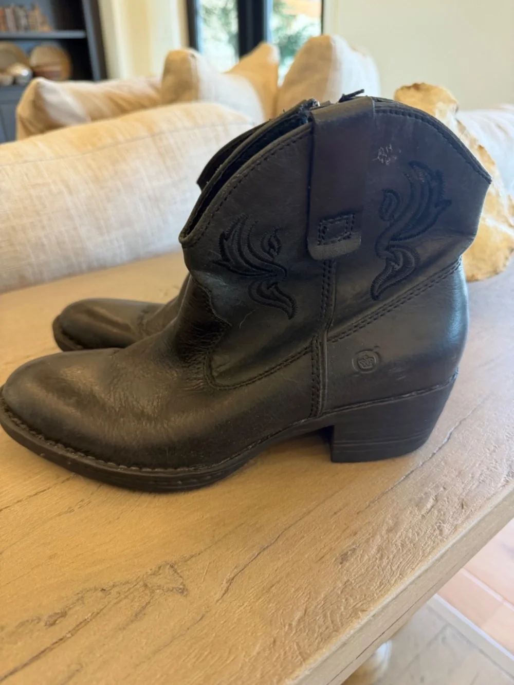 Born Riven Stitched Quality Black Leather Western Cowboy Boots Rodeo Booties 8